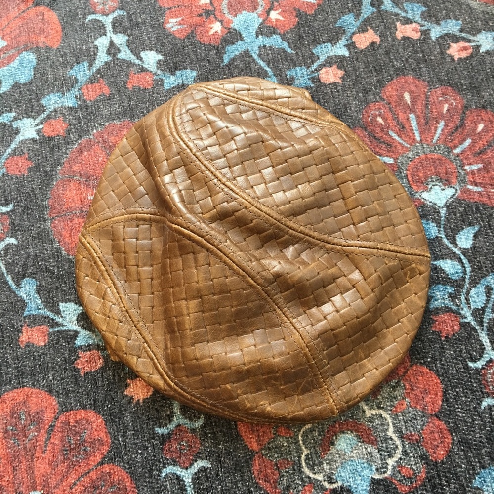 Goorin Bros brown leather newsboy hat